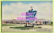 ROUTE 66~ OKLAHOMA CITY, OK ~ FLAMINGO MOTEL ~ postcard ~ 1954 picture