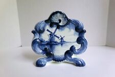 RARE Antique OUD Delft Handpainted Blue & White Pottery Decor Shell Marked 6.5