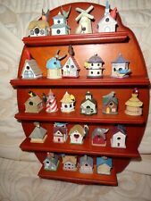 Vintage Lenox Garden Birdhouse Thimbles and Display Shelf picture