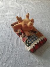 Vintage Flocked Reindeer Christmas Ornament picture