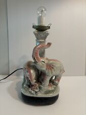 Vintage elephants lamp ceramic iridescent antique mid century 1950s. Works picture