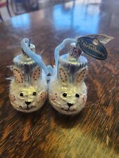 2 Vintage Christborn Blown Glass Ornament  Germany Baby Booties Blue picture