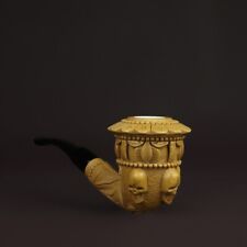 Ornate Topkapi Calabash Pipe W Skulls  New-block Meerschaum Handmade W Case#1517 picture