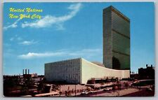 United Nations New York City General Assembly Hall Birds Eye View UNP Postcard picture