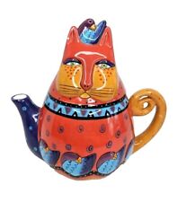 Vintage Laurel Burch Whimsical Kitty Cat Teapot Birds Ganz 1990’s 8
