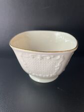 Lenox Canterbury Footed Square Small Bowl Ivory Crosshatch Gold Trim USA MADE picture