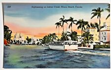 Vintage postcard SIGHTSEEING ON INDIAN CREEK  MIAMI BEACH, FLORIDA unposted picture