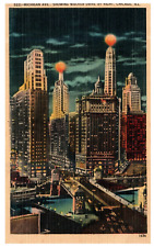 Michigan Avenue Chicago IL Bird's Eye View c1939 Vintage Linen Postcard-N2-13 picture