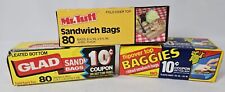 New NOS Sealed VTG Glad Mr TUFF Sandwich BagS Lot Of 3 See Pics picture