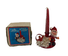 Vintage 1977 Amico Inc White Christmas Pixie Candle Holder With Box picture