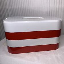 VTG Ingrid Ltd Picnic Basket Set of 3 Stacking Trays Handle Red White Retro 70s picture