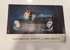 Vintage Original 1958 Continental Mark III & 1958 Lincoln Auto Dealer Brochure picture