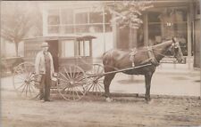 Riverside Farm Milk Delivery Carriage Sewing Machines Store c1900s RPPC Postcard picture
