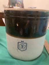 Vintage Nelson McCoy 3 Gallon Two Tone Brown & White Crock, With Blue Flower #3 picture