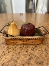 Apple and Pear Salt Pepper Shakers In A Basket picture