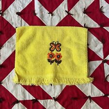 Vintage 1970s Cannon Embroidered Hand Towel Butterfly Cute As Is  picture