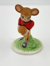 Vintage Football Sports Playing 3.5 Inch Mice Mouse Ceramic Figurine Figure picture