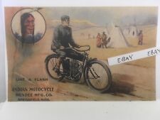 Old Indian Motorcycle Motocycle Tee-Pee Warrior Hendee Mfg. Postcard Repo picture