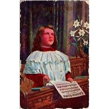 Vintage Postcard Easter Hymn Choir Girl With Lilies Religious Music Postcard picture
