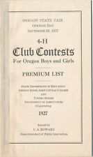 1927 4-H Premium List Oregon State Fare Salem, Oregon 36p. Booklet picture