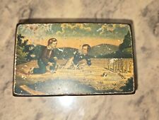 VTG 19TH CENTURY FRENCH /GERMAN?  HAND PAINTED SNUFF BOX CHILDREN LAWN BOWLING picture