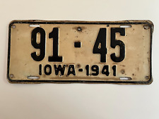 1941 Iowa License Plate County 91 Rustic Man Cave Wall Hanger Extra Holes picture