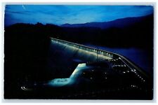 1959 Night View Of Fontana Dam & Observation Building North Carolina NC Postcard picture