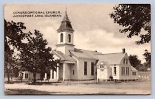 J89/ Jamesport Long Island New York Postcard c1940s Cong. Church 246 picture