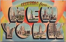 Vintage NEW YORK City Large Letter Postcard Multi-View / Tichnor Linen Unused picture