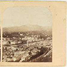 Nice France Aerial Photo Stereoview c1870 French Street Cityscape Card C1392 picture