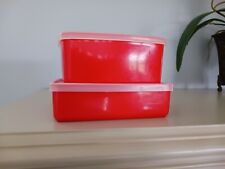 Tupperware 670 and 311 Orangish Red Storage Containers picture