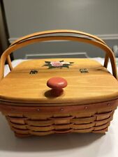 Vtg 1992 Longaberger Mothers Day Basket with Protector & Hand Painted Wooden Lid picture