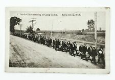 1917 Postcard WW1 Drafted Men Arriving At Camp Custer Postmarked Black & White picture
