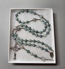Large One Of A Kind Hand Crafted Rosary Made With Burmese Jade And Cloudy Quartz picture