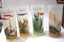 Vintage (4 ) BLAKELY OIL & GAS Arizona Cactus Frosted Glasses Western Desert picture