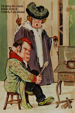 Henpecked Husband Makes Dinner for Fancy Wife. PFB. Embossed. Pre-1915. picture