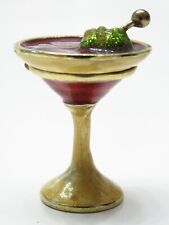 Monet Martini Glass Enamel Crystals Trinket Box picture