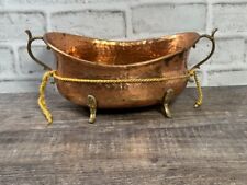 VINTAGE COPPER? PLANTER HAND HAMMERED BRASS HANDLES FOOTED picture
