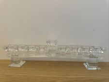 Judaica Crystal Menorah Flat with Stand for Candles and Oil 14.5x3.9'' NIB picture