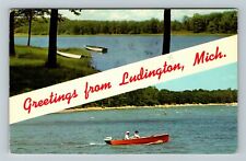 Ludington MI-Michigan, Banner Greetings, c1978 Vintage Souvenir Postcard picture