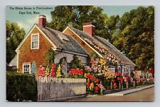 Postcard Oldest House Provincetown Massachusetts MA Cape Cod, Vintage Linen G9 picture