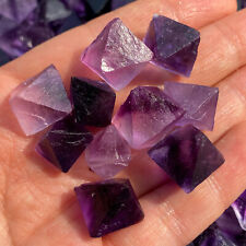 Natural purple Fluorite octahedron Quartz Crystal Reiki Healing 10pcs picture