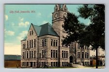Janesville WI-Wisconsin, City Hall, Antique, Vintage c1912 Souvenir Postcard picture