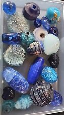 RARE OLD TRANSLUCENT BLUE  ANTIQUE TRADE BEADS No Case Worn picture