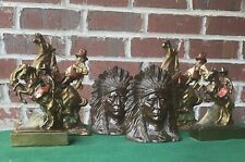 Griffoul bronze bookends, Native American Indian Chief, 1915, 13+ lbs., rare picture