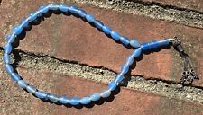 Shah Maghsoud Islamic Prayer Beads Tasbih 33 Blue Moon Stone Gems Misbaha Silver picture