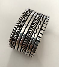 Robert Yellowhorse Navajo - Cuff Bracelet - Stamped Sterling Silver ~ 10 gauge picture