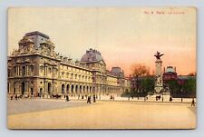 Antique Old Postcard PARIS FRANCE LE LOUVRE HORSE CARRIAGE BUGGY picture