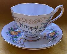 Princess Anne Bone China - Happy Anniversary teacup & saucer - Made In England picture
