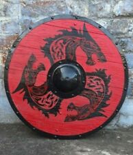 Viking Dragon Shield Vintage 24 Inch Wooden Round Shield picture